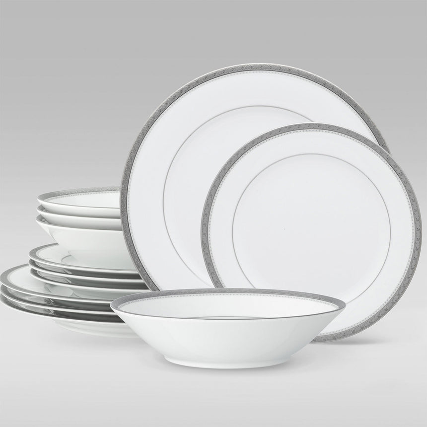 Noritake Charlotta Platinum Dinner Set 12 Piece - Image 04