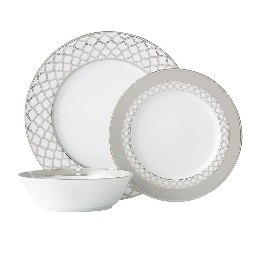 Noritake Eternal Palace Dinner Set 12 Piece in White/Platinum - Image 01