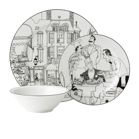 Noritake Le Restaurant Dinner 12 Piece Set in Black and in White - Image 01