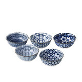 Japanese Collection Nami Porcelain Dipping Bowl Set of 5 in Blue - Image 01