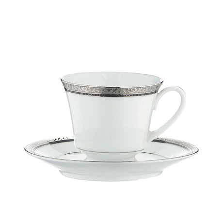 Noritake Regent Tea Cup and Saucer 250ml Platinum - Image 01