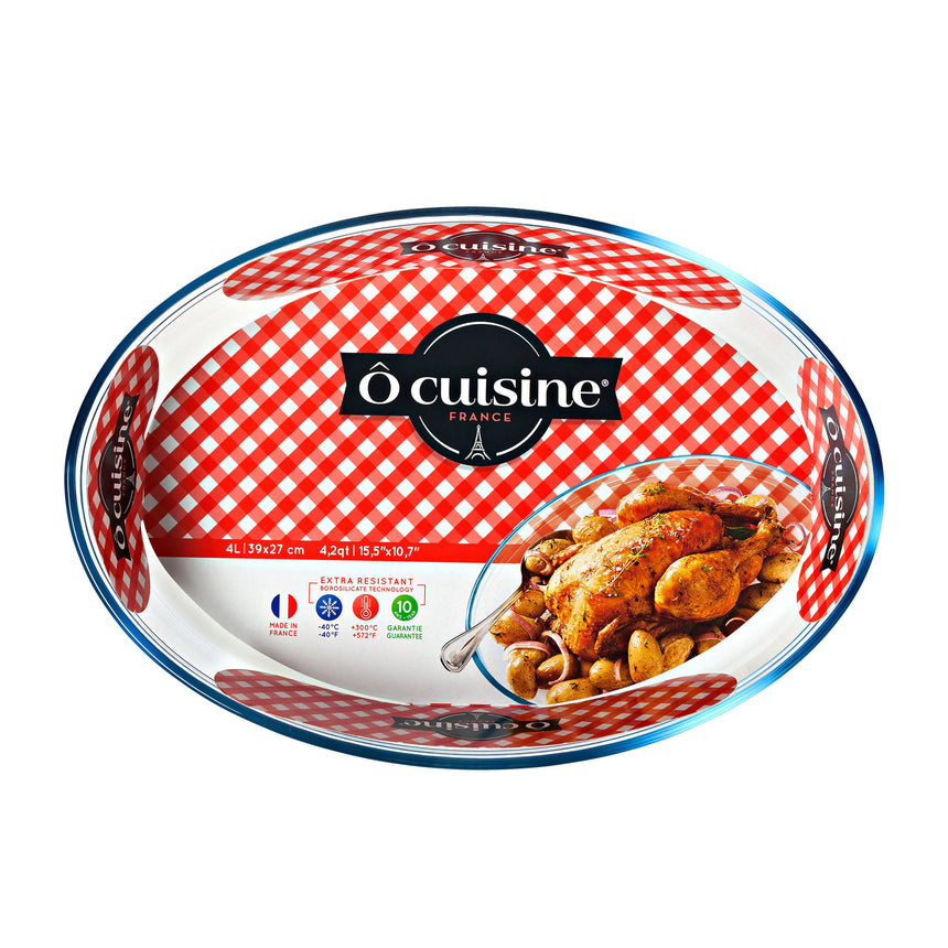 O'Cuisine Glass Oval Roaster 39x27cm 4 Litre - Image 02