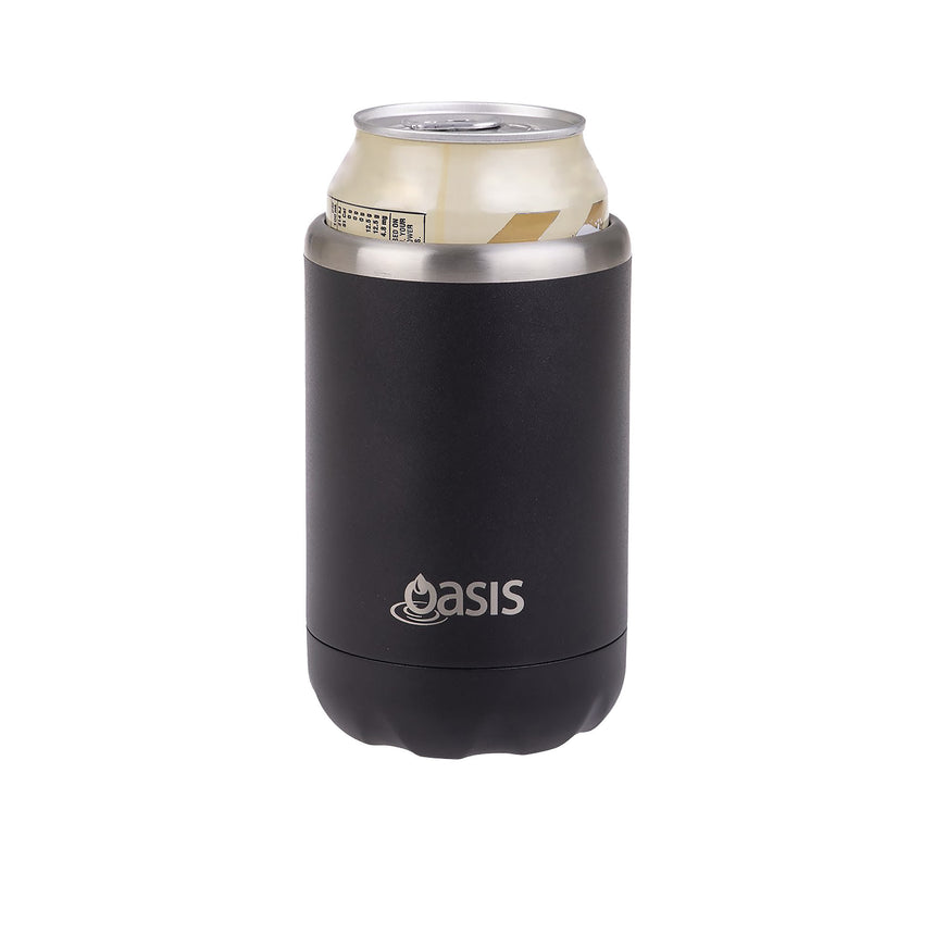 Oasis Stainless Steel Insulated Cooler Can 375ml in Black - Image 02