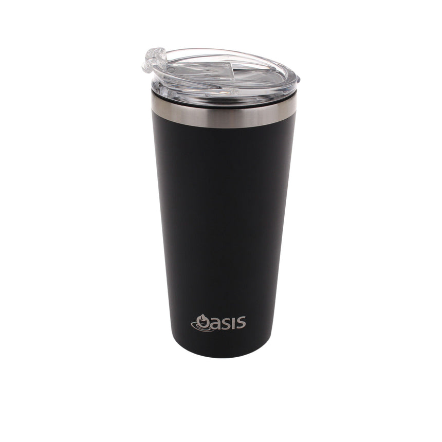 Oasis Double Wall Insulated Travel Mug with Lid 480ml Matte in Black - Image 01