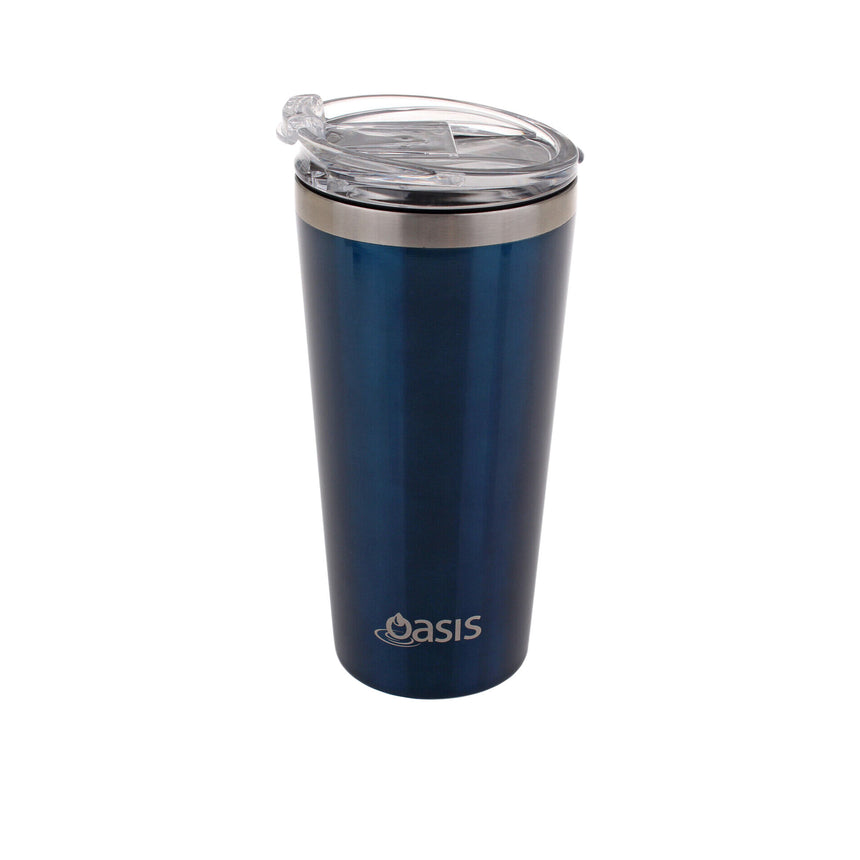 Oasis Double Wall Insulated Travel Mug with Lid 480ml Navy - Image 01