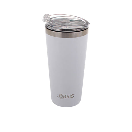 Oasis Double Wall Insulated Travel Mug with Lid 480ml in White - Image 01