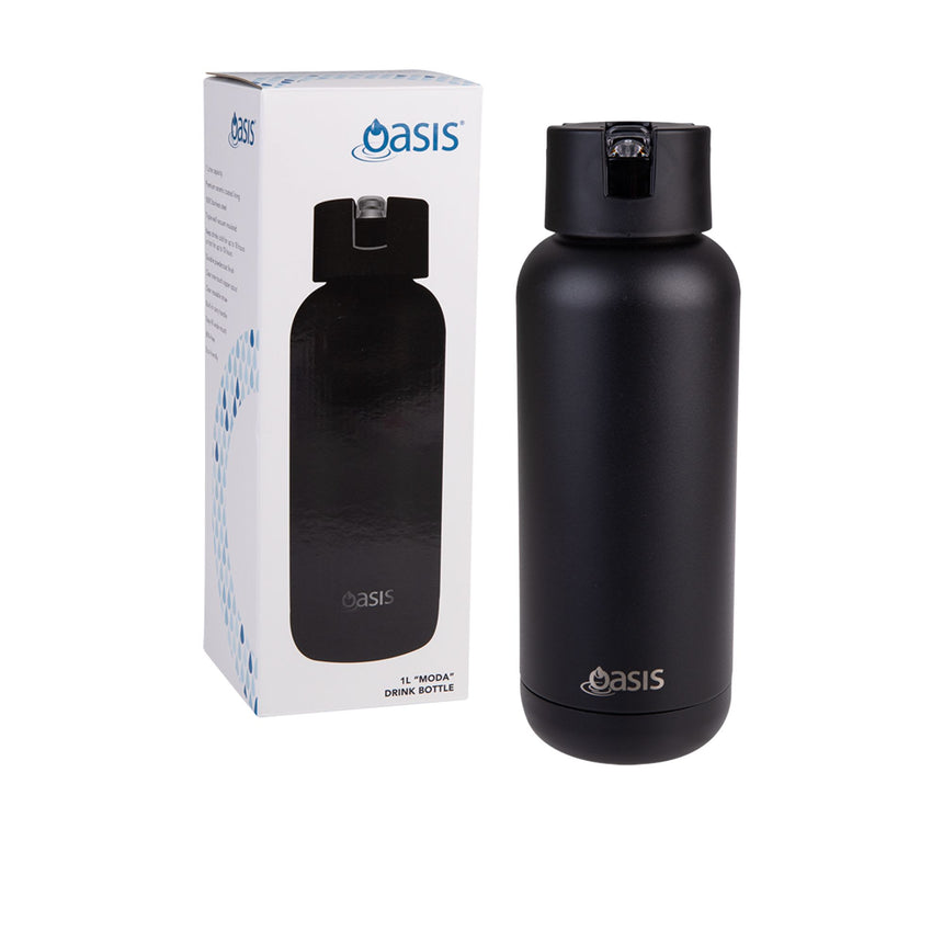 Oasis Moda Triple Wall Insulated Drink Bottle 1 Litre in Black - Image 02