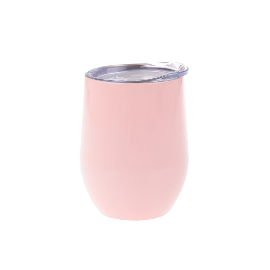 Oasis Stainless Steel Double Wall Wine Tumbler 330ml Soft in Pink - Image 01