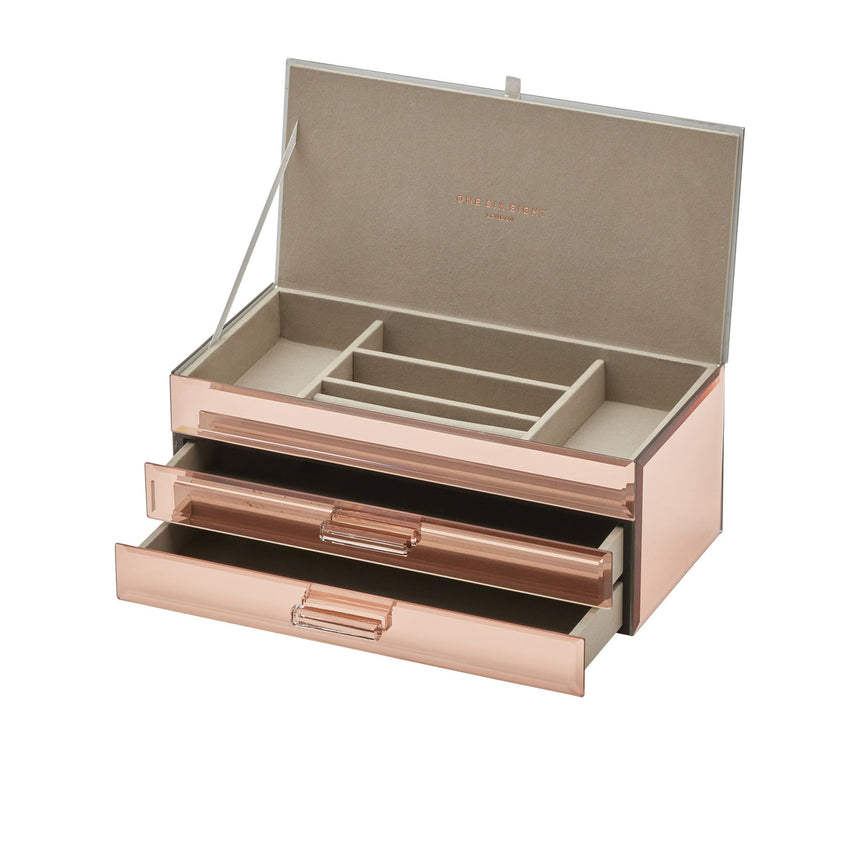 One Six Eight London Gabriella Jewellery Box 30cm Rose Gold - Image 02