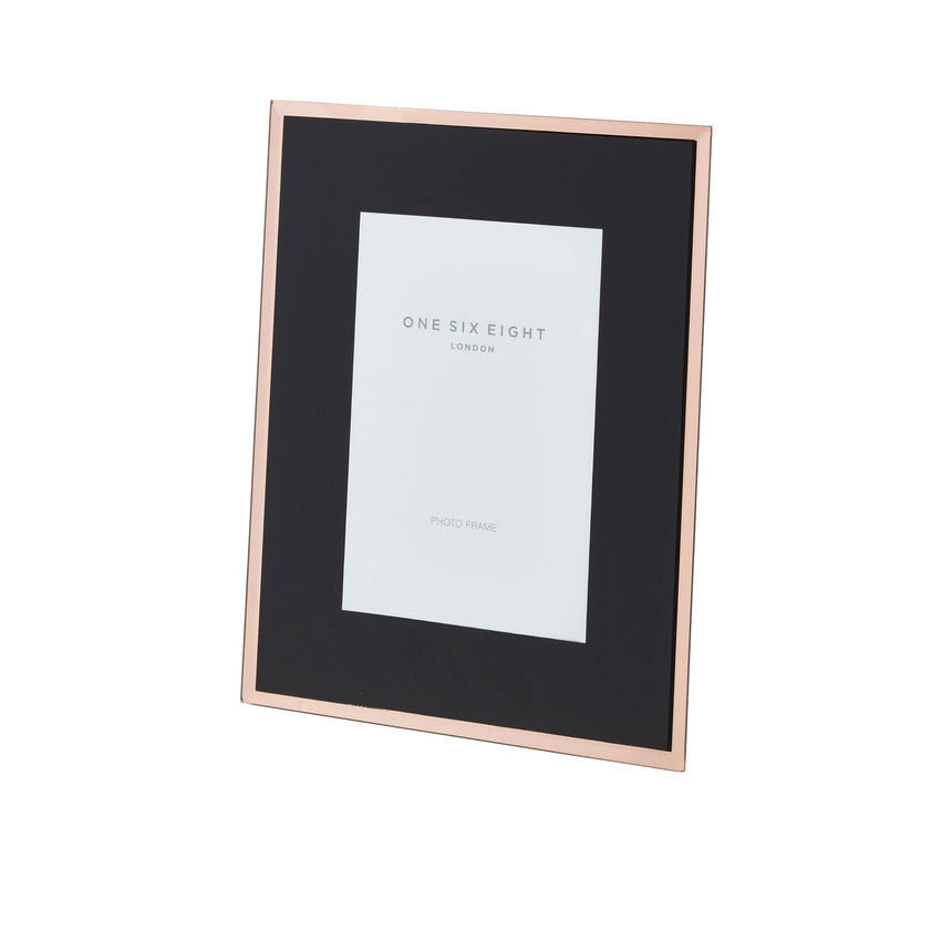 One Six Eight London Glass Photo Frame 18x23cm Black Rose Gold - Image 01