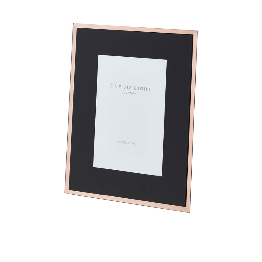 One Six Eight London Glass Photo Frame 20.5x25.5cm Black/Rose Gold - Image 01