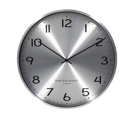 One Six Eight London Luna Silent Wall Clock 40cm Chrome - Image 01