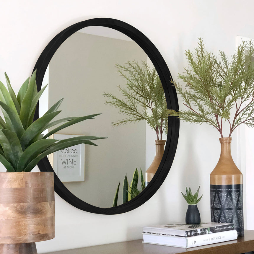 One Six Eight London Round Tina Wall Mirror 80cm Black - Image 03