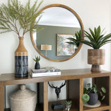 One Six Eight London Round Tina Wall Mirror 80cm Walnut - Image 02