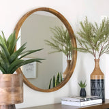 One Six Eight London Round Tina Wall Mirror 80cm Walnut - Image 04