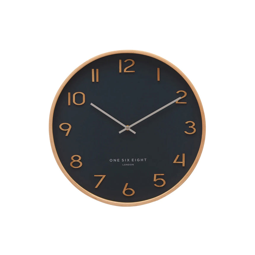 One Six Eight London Wallace Silent Wall Clock 41cm Petrol Blue - Image 01