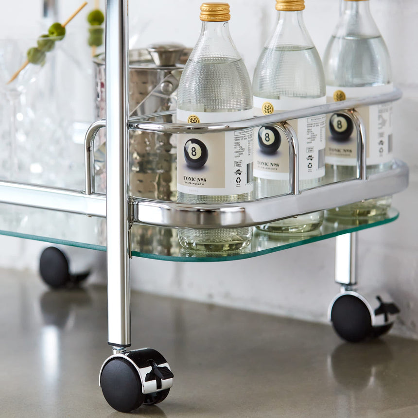 Piaf Bar Cart with Bottle Holder Silver - Image 04