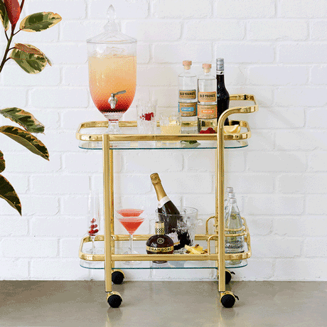 Piaf Bar Cart with Bottle Holder Gold - Image 02