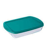 Pyrex Cook & Store Rectangular Glass Roaster 4.9L Green - Image 01