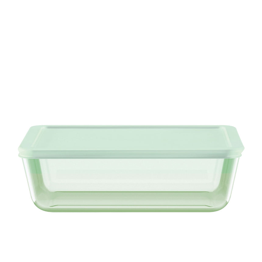 Pyrex Simply Store Rectangular Tinted Glass Storage 11 Cup Green - Image 01