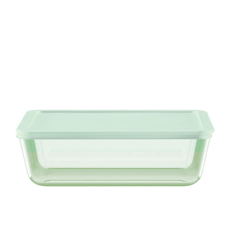 Pyrex Simply Store Rectangular Tinted Glass Storage 11 Cup Green - Image 01