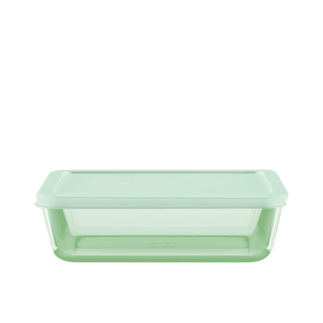 Pyrex Simply Store Rectangular Tinted Glass Storage 6 Cup Green - Image 01