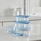 Pyrex Simply Store Round Tinted Glass Storage 4 Cup Blue - Image 03