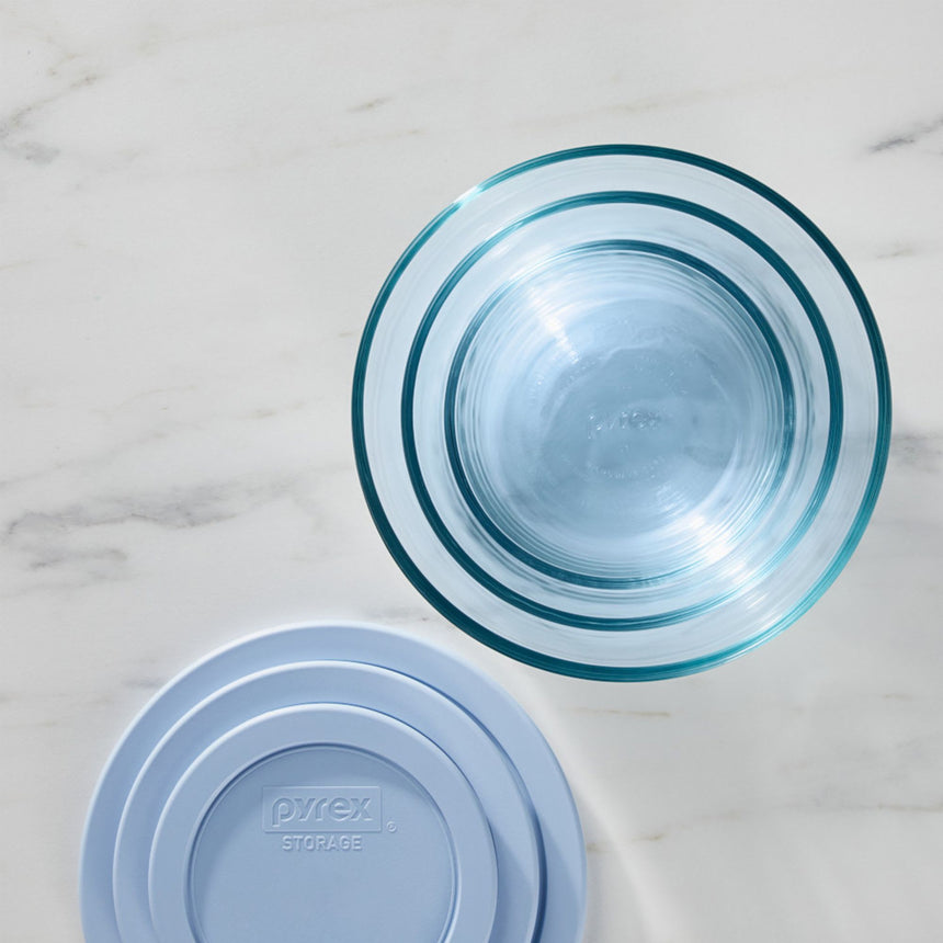 Pyrex Simply Store Round Tinted Glass Storage 4 Cup Blue - Image 05