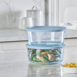 Pyrex Simply Store Round Tinted Glass Storage 4 Cup Blue - Image 06