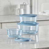 Pyrex Simply Store Round Tinted Glass Storage Set 6pc Blue - Image 02