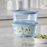 Pyrex Simply Store Round Tinted Glass Storage Set 6pc Blue - Image 03