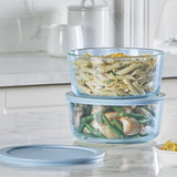 Pyrex Simply Store Round Tinted Glass Storage Set 6pc Blue - Image 04