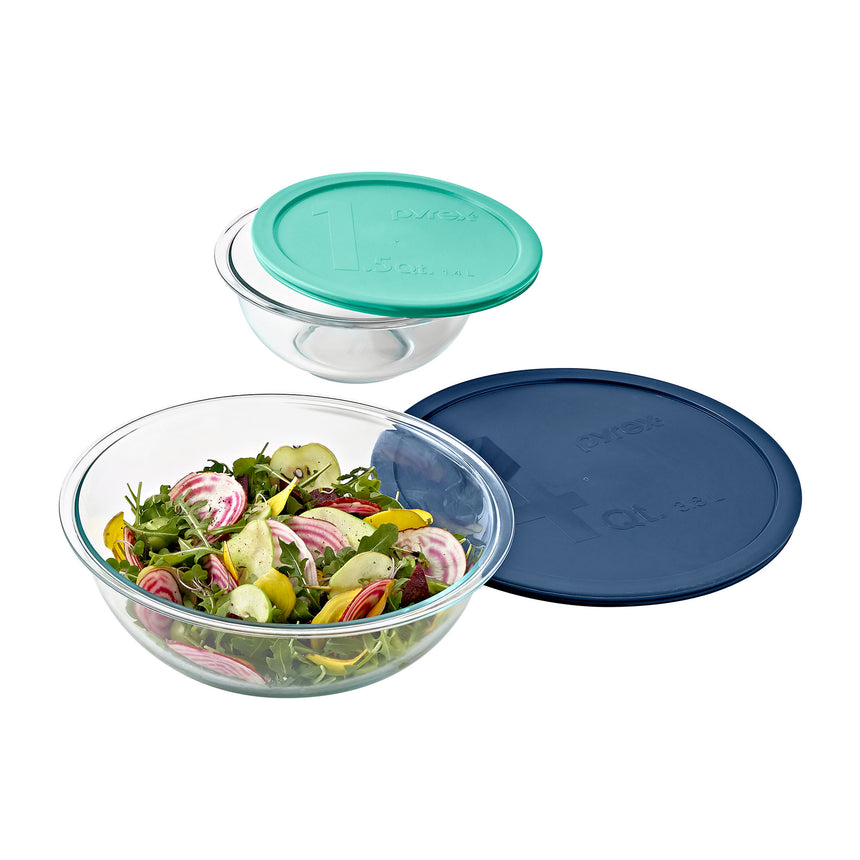 Pyrex Smart Essentials Mixing Bowl Set of 4 in Pastel Lids - Image 03