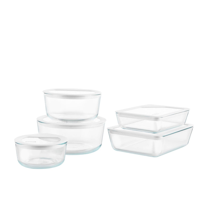 Pyrex Ultimate Container with Glass Lid Set of 10 in White - Image 01