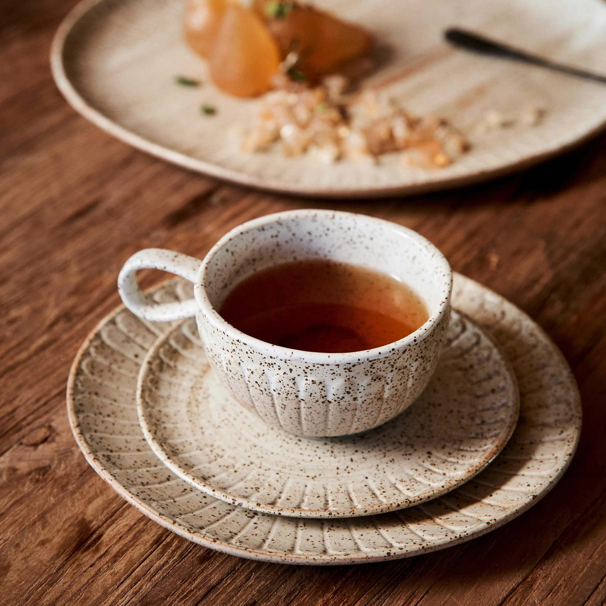 Robert Gordon Ceylon Cup and Saucer 200ml in White Speckle - Image 02