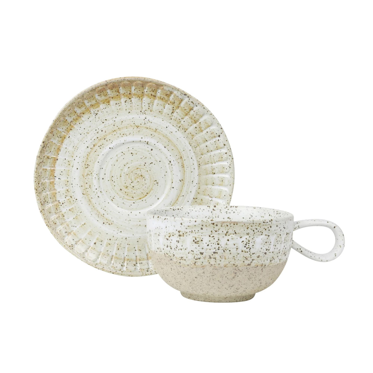 Robert Gordon Ceylon Cup and Saucer 200ml in White Speckle - Image 06