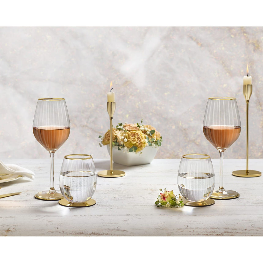 Royal Leerdam Scarlett Wine and Tumbler Glass with Gold Rim Set 8pc - Image 02