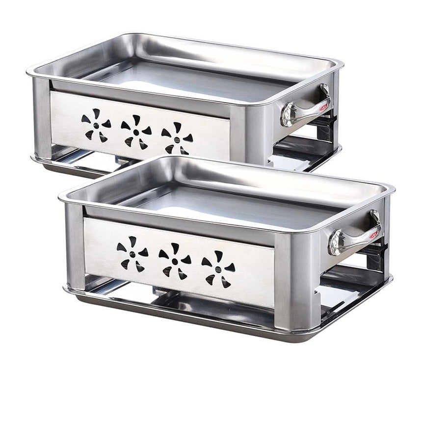 Soga Rectangular Stainless Steel Outdoor Fish Chafing Dish Set of 2 - Image 01