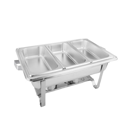 Soga Rectangular Stainless Steel Triple Tray Chafing Dish Set of 2 - Image 02