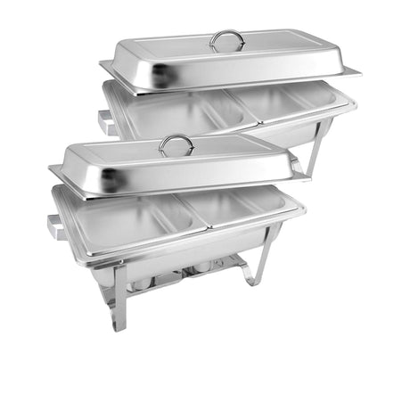 Soga Rectangular Stainless Steel Dual Tray Chafing Dish Set of 2 - Image 01