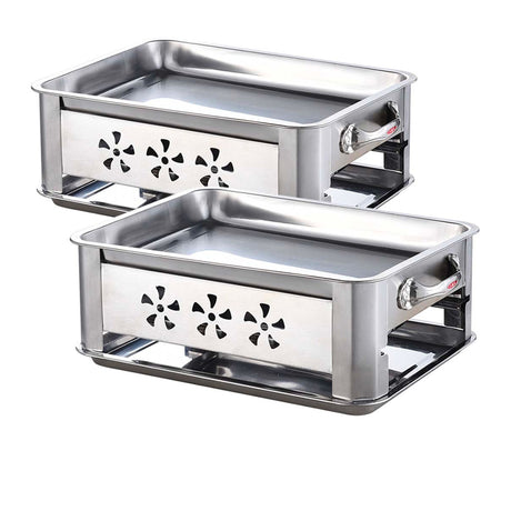 Soga Rectangular Stainless Steel Outdoor Fish Chafing Dish 40cm Set of 2 - Image 01