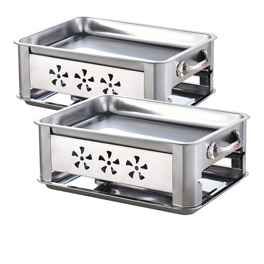 Soga Rectangular Stainless Steel Outdoor Fish Chafing Dish 45cm Set of 2 - Image 01