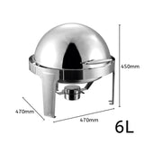 Soga Round Stainless Steel Chafing Dish with Roll Top Set of 2 - Image 05