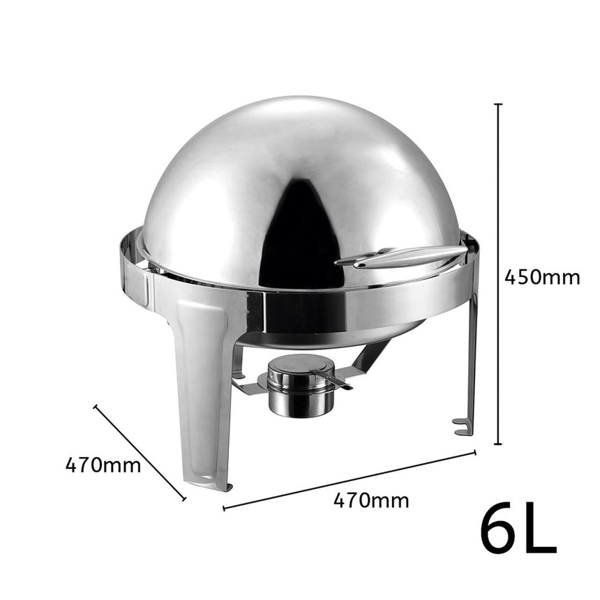 Soga Round Stainless Steel Chafing Dish with Roll Top Set of 2 - Image 05