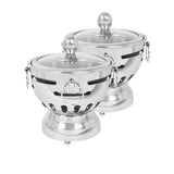 Soga Round Stainless Steel Single Hot Pot with Glass Lid 18.5cm Set of 2 - Image 01