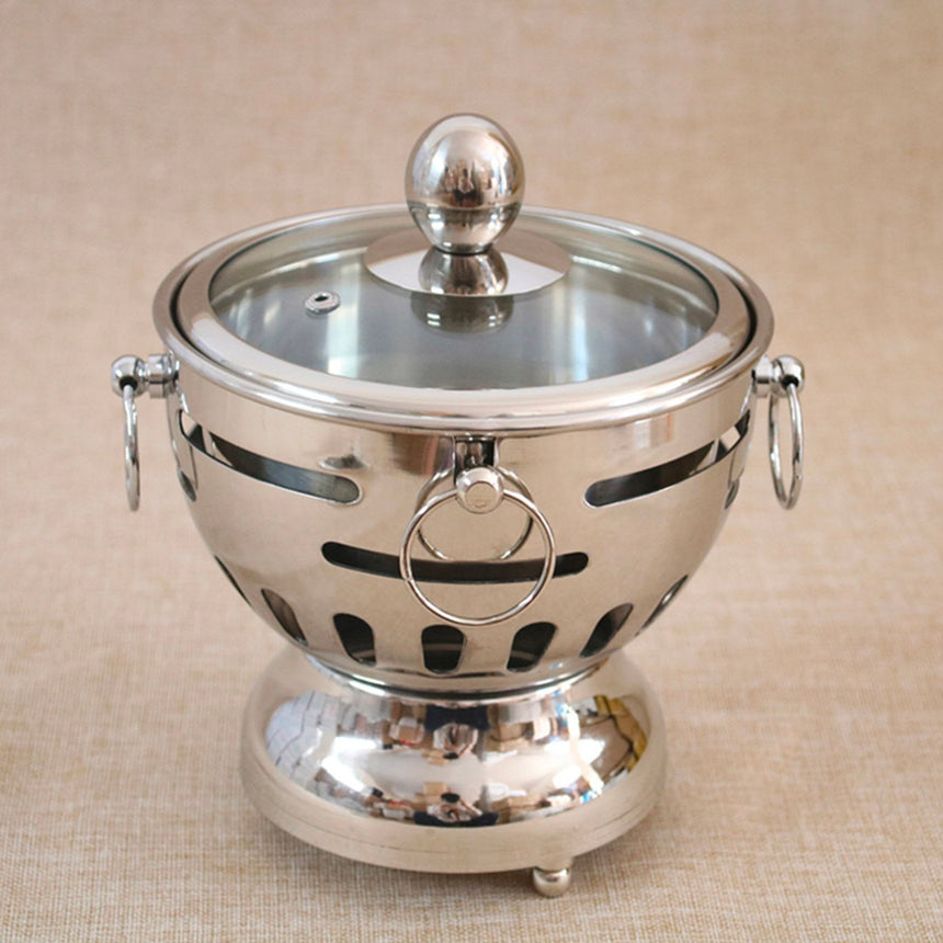 Soga Round Stainless Steel Single Hot Pot with Glass Lid 18.5cm Set of 2 - Image 04