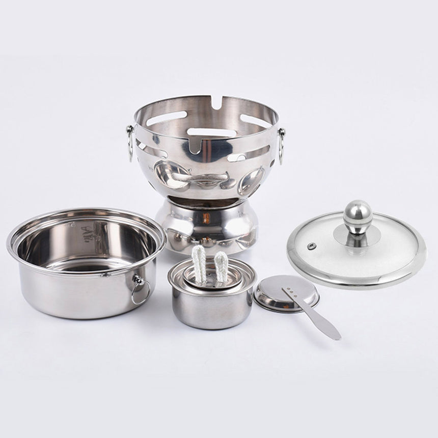 Soga Round Stainless Steel Single Hot Pot with Glass Lid 18.5cm Set of 2 - Image 05