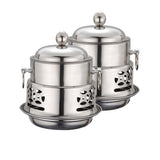 Soga Round Stainless Steel Single Hot Pot with Lid 23cm Set of 2 - Image 01