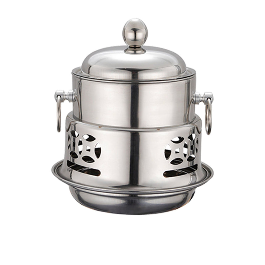 Soga Round Stainless Steel Single Hot Pot with Lid 23cm Set of 2 - Image 02