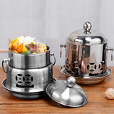 Soga Round Stainless Steel Single Hot Pot with Lid 23cm Set of 2 - Image 04